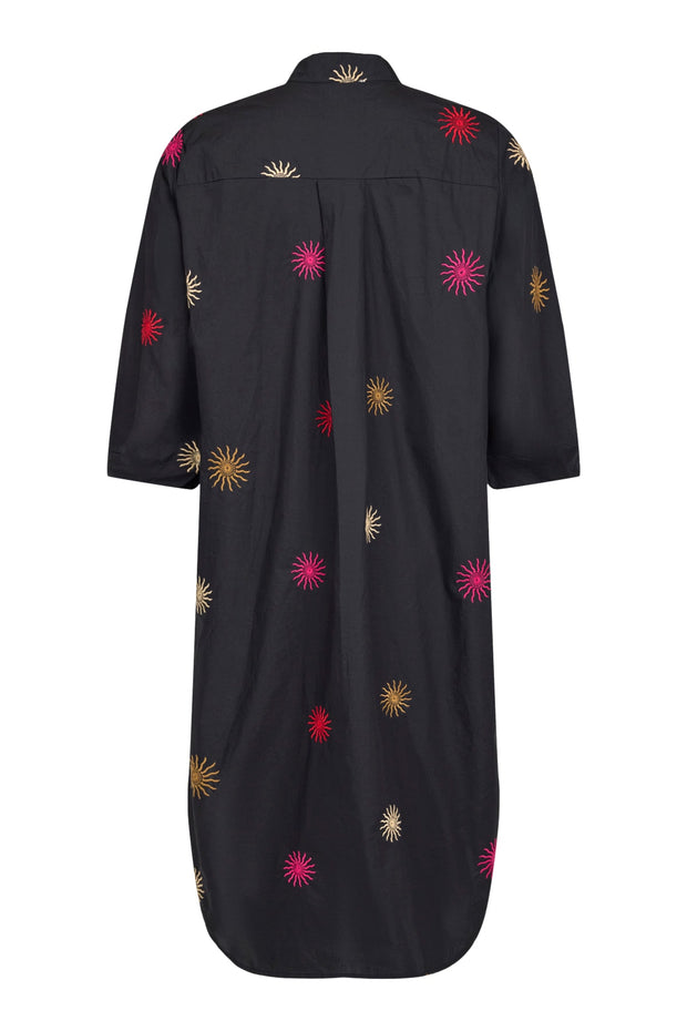NOEN - 3/4 Sleeve Cotton Dress with Embroidered Sunbursts (88522-81262)
