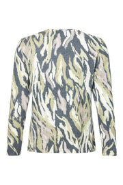 Sunday - Round Neck Long Sleeve Fine Knit Jumper in a Bold Print (6849-6416)