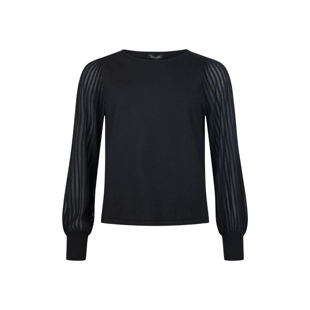 Sunday - Round Neck Evening Jumper in Black (6876-6440 )