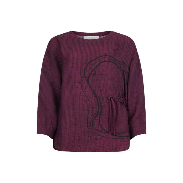 NOEN - 3/4 Sleeve Loose Fit Blouse with Gather Ties at Waist (83696-81288)