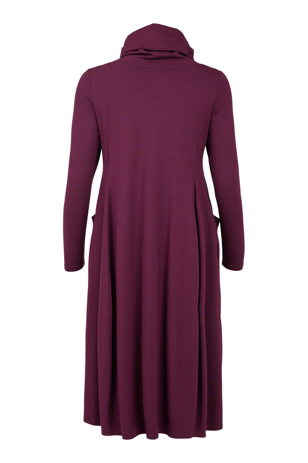 NOEN - Long Sleeve Cowl Neck Soft Knit Dress in Burgundy (88604-2428)