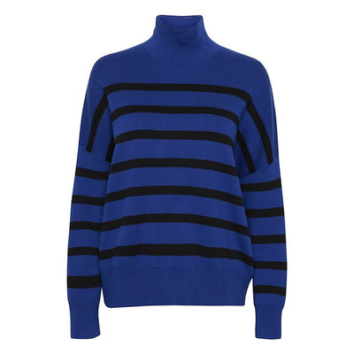 InWear - TenleyIW Turtleneck Royal Blue/Black Striped Jumper