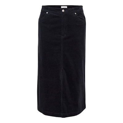 Part Two - LeilaniPW - Mid Calf Length Navy Needlecord Cotton Skirt