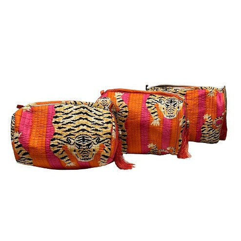 C Y C - 3 Piece Travel Set - Orange & Pink Cotton Tibetan Tiger Print