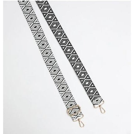 Kris-Ana - Detachable Bag Strap - Black & White Woven (400)