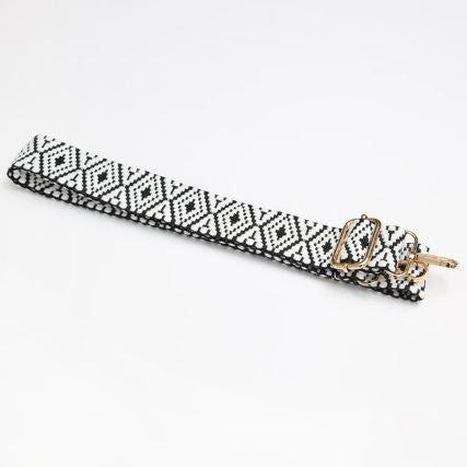 Kris-Ana - Detachable Bag Strap - Black & White Woven (400)