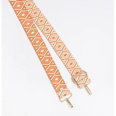 Kris-Ana - Detachable Bag Strap - Orange & Cream Woven Diamonds (401)