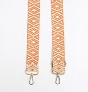 Kris-Ana - Detachable Bag Strap - Orange & Cream Woven Diamonds (401)