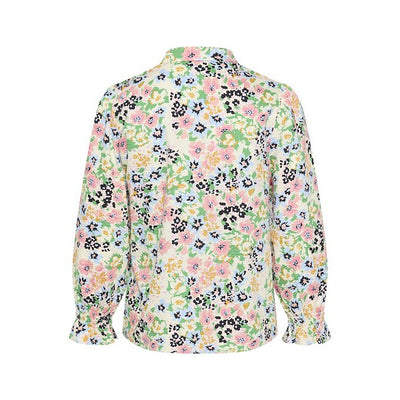 Part Two - NevinPW Long Sleeve Cotton Blouse in Green Multi Flower Print