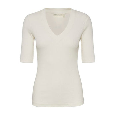 InWear - DagnaIW Whisper White V Neck 1/2 Sleeve Tee Shirt