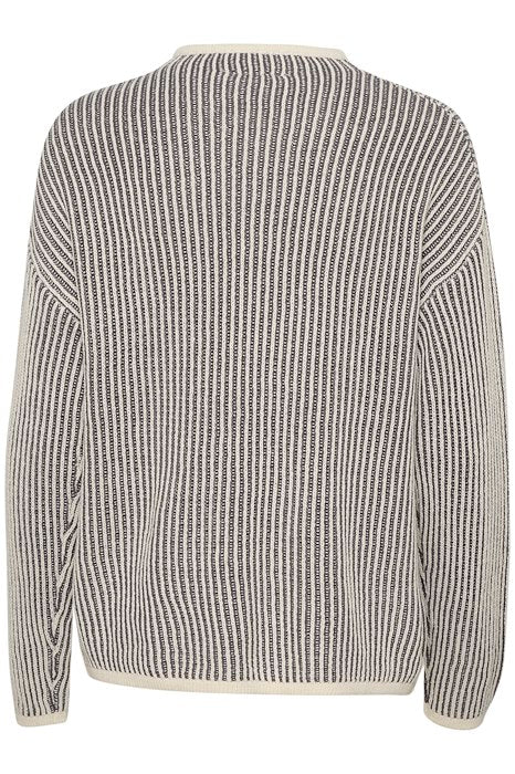 CREAM - CRSoffie Round Neck Two Tone Striped Jumper