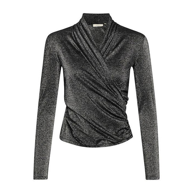 InWear - BeverlyIW V Neck Wrap Top in Black with Sparkles