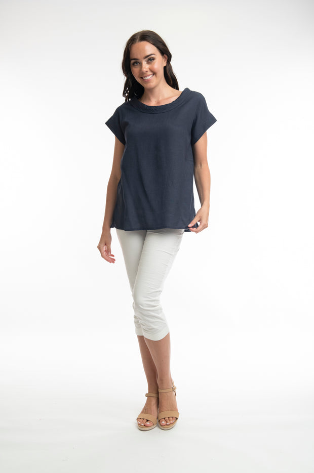 Orientique - Essentials Wide Scoop Neck Short Sleeve Blouse (62616) (2 colours)