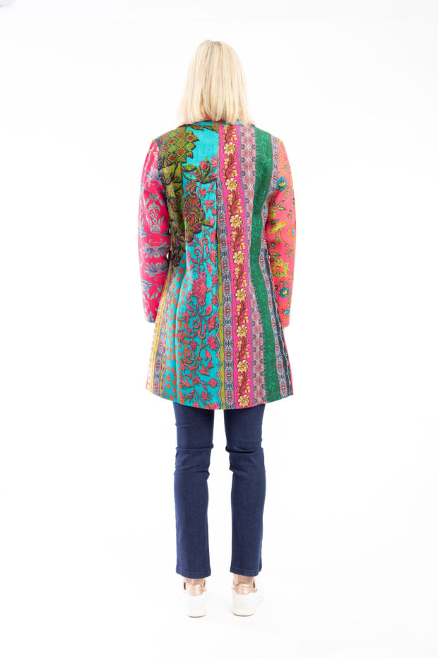 Orientique - Mid Length Coat in Bold Digital Flora Print (62741)
