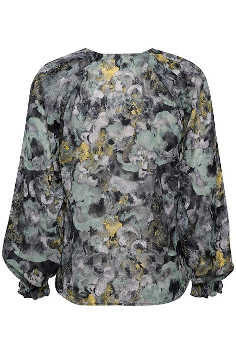 InWear - NisiraIW - Long Sleeve Blouse In Green Marble Flowers Print