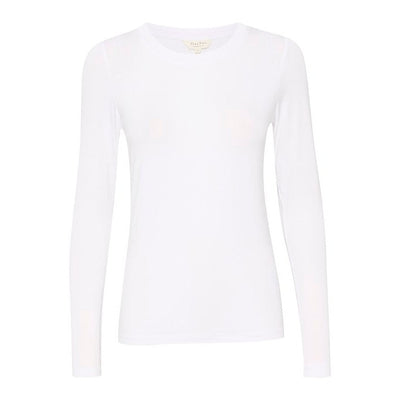 Part Two - Emaja Long Sleeve Slim Fit Tee Shirt in Pure White