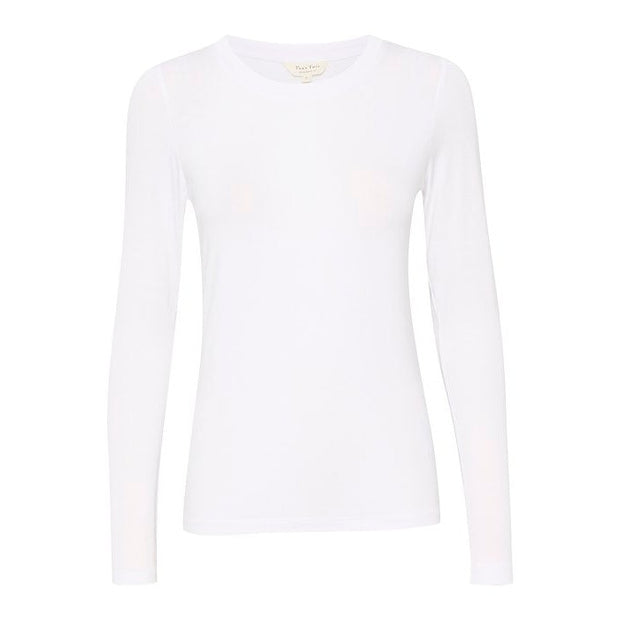 Part Two - Emaja Long Sleeve Slim Fit Tee Shirt in Pure White