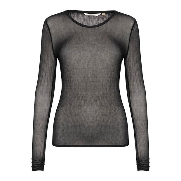 CREAM - CRMera Black Long Sleeve Mesh T Shirt