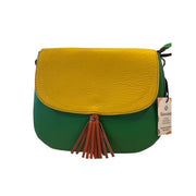 Soruka - Lola - Reverse Flap Bright Green, Yellow Leather Shoulder/Crossbody Bag (81012)