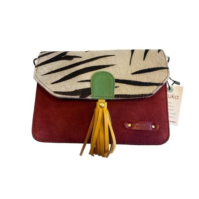 Soruka - Claire - Small Red and Animal Print Suede Shoulder/Crossbody Bag (81022)