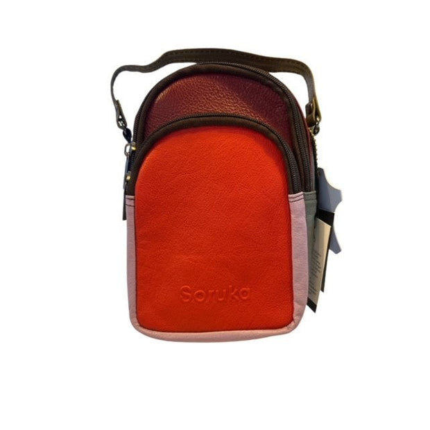 Soruka - Ruth - Small Multi Compartment Red/Burgundy Leather Crossbody Bag (81124)