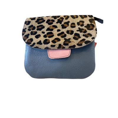 Soruka - Lucy - Printed Leather Crossbody/Shoulder Bag in Soft Blue/Animal Print (81201)