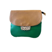 Soruka - Natalie - Plain Leather Crossbody/Shoulder Bag in Green & Beige (81202)