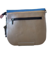 Soruka - Natalie - Plain Leather Crossbody/Shoulder Bag in Light Grey & Blue (81202)