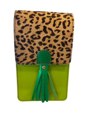 Soruka - GIA - Phone Bag In Shades of Green Leather with Print Flap (83019) (3 colours)