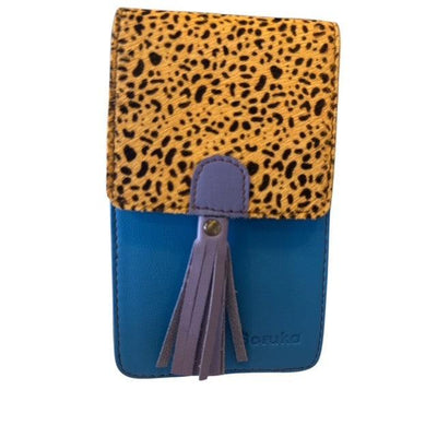 Soruka - GIA - Phone Bag In Shades of Blue Leather with Print Flap (83019) (3 colours)
