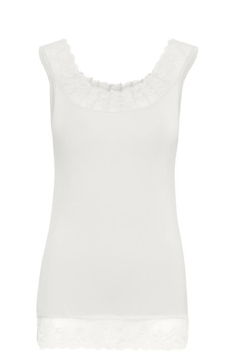 CREAM - Florence - Sleeveless Round Neck Vest Top with Lace Detail (3 colours)