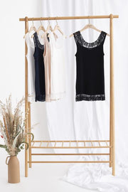 CREAM - Florence - Sleeveless Round Neck Vest Top with Lace Detail (3 colours)