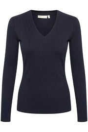 InWear - DagnaIW Long Sleeve V Neck Ribbed Tee Shirt (4 colours)