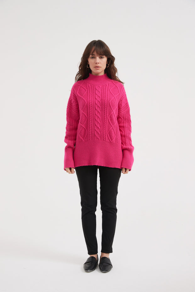 Tirelli - Chunky Cable Knit Turtle Neck Jumper - 2 colours (K3011)