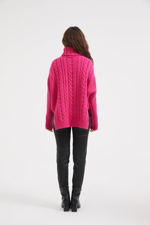 Tirelli - High Neck Cable Knit Jumper - 2 colours (K3022)