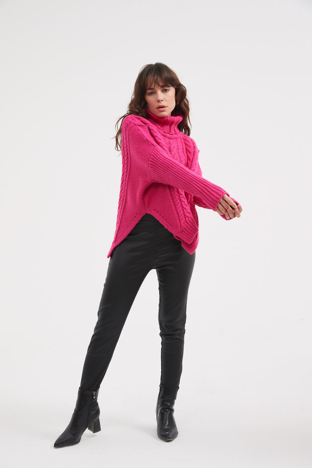 Tirelli - High Neck Cable Knit Jumper - 2 colours (K3022)