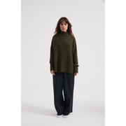 Tirelli - Oversized Cosy Funnel Neck Jumper in Khaki (K3014)