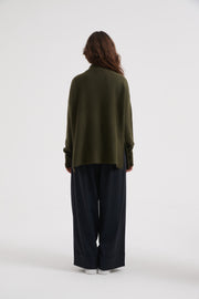 Tirelli - Oversized Cosy Funnel Neck Jumper in Khaki (K3014)