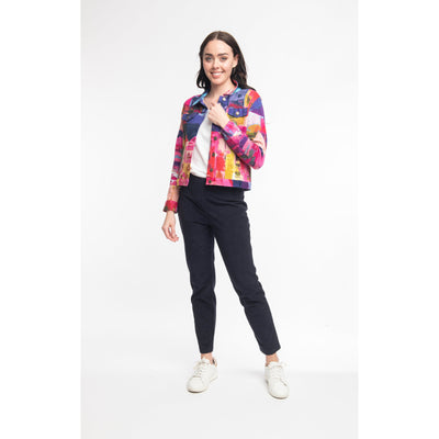 Orientique - Short Biker Jacket in Houses Print