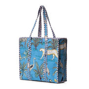 C Y C - The Ultimate Tote Bag - Jungle Print in Blue Cotton