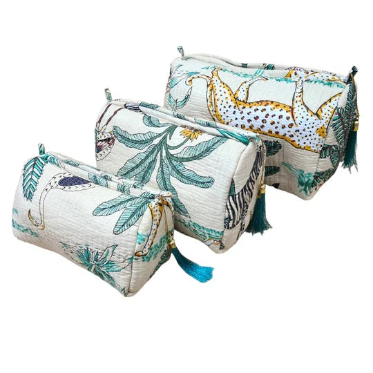 C Y C - 3 Piece Travel Set - Cream Cotton Jungle Print