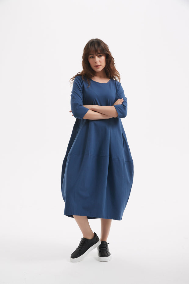 Tirelli - Diagonal Seam Round Neck Bubble Dress (2 colours) (D2557)