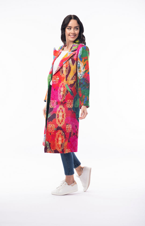 Orientique - Long Coat in Bold Digital Print (6267-PR1)