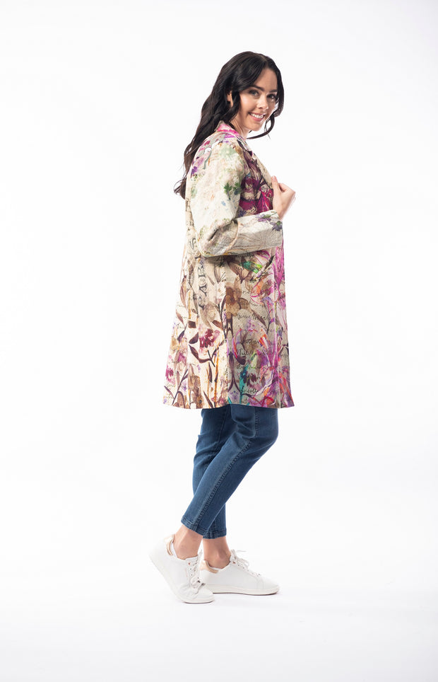 Orientique - Mid Length Coat in Bold Digital Print (6268-PR2)