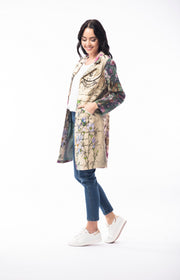 Orientique - Mid Length Coat in Bold Digital Print (6268-PR2)