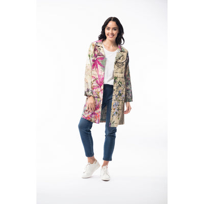 Orientique - Mid Length Coat in Bold Digital Print (6268-PR2)