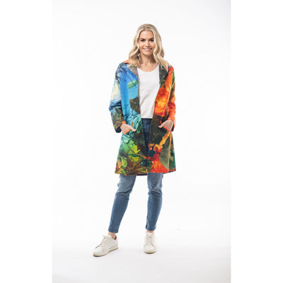 Orientique - Mid Length Coat in Bold Digital Print (6268-PR4)