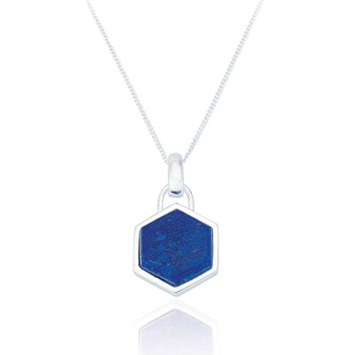 Spoke925 - Liga Hexagon Lapis Pendant on 18" Silver Chain