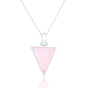 Spoke925 - Liga Triangular Rose Quartz Pendant on 18" Silver Chain