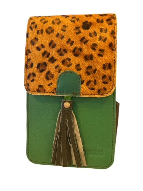 Soruka - GIA - Phone Bag In Shades of Green Leather with Print Flap (83019) (4 colours)